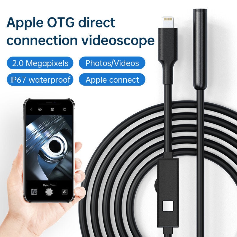 8.0mm 1/5/10M Endoscope High-Definition Industrial Pipeline Supports Apple Mobile Phone For Iphone Endoscope Ios Single Lens