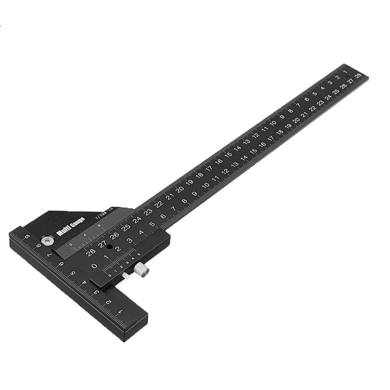 Doctorwood Multifunction Inch and MM Woodworking Scriber Gauge Aluminum Measuring Marking Framing Ruler Tool for Carpentry