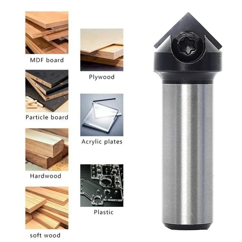 Insert Style Carbide Spoilboard V groove90 Single Flute Ruter Bit End Mills Woodworking Milling Cuttters Shank 1/4