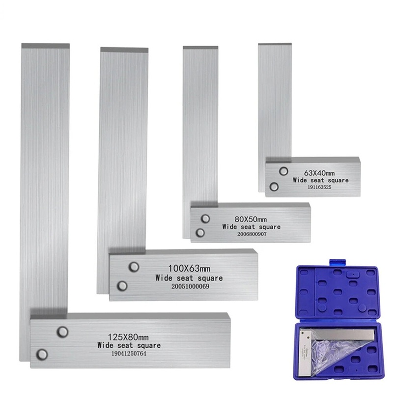 Square 90-degree square L-shaped ruler With ground seat hardened steel angle ruler 63×10 80×50 100×60 125x80mm