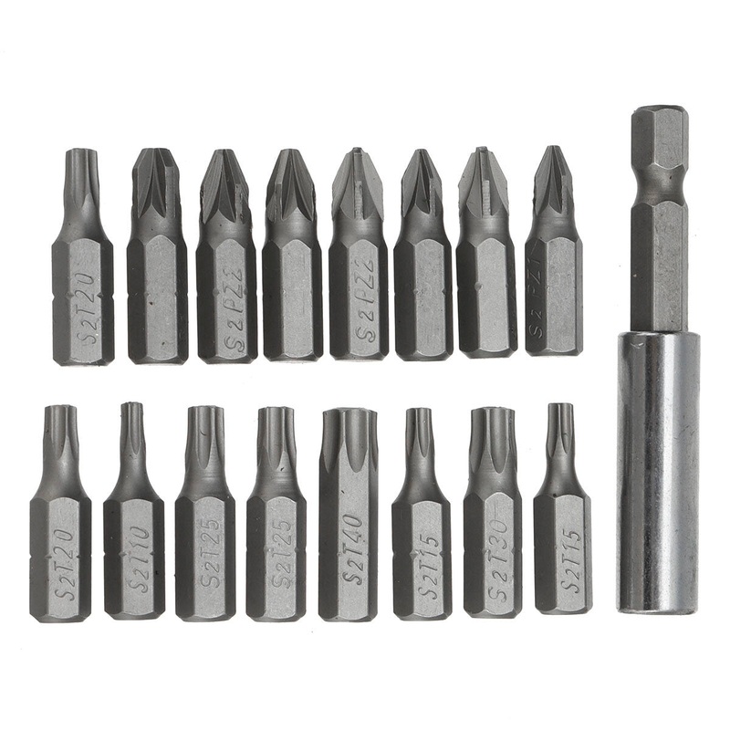 17PCS Socket Screwdriver Metal L-shaped Angle Head Twin Wrench Driver Torx Pozidriv Bit