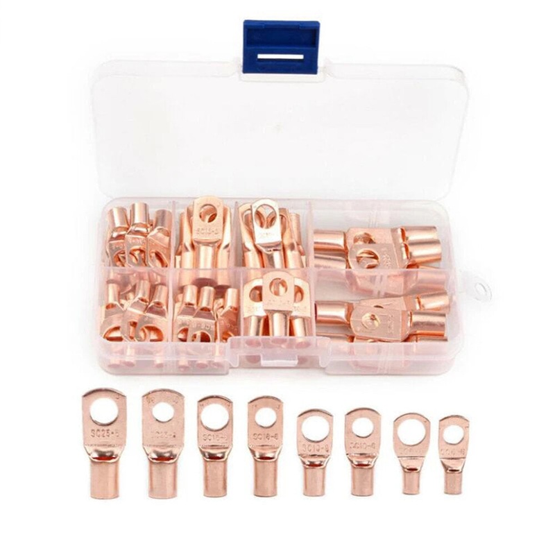 60pcs Wire Lug Connector Ring SC6-25 Copper Connectors Bare Cable Electric Crimp Terminal Connector Kit