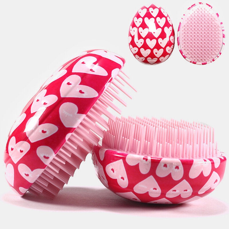 ABS Hair Brush Comb Pink Egg Round Shape Soft Styling Tools Heart Anti-Static Hair Brushes Detangling Comb Salon Hair Care Comb