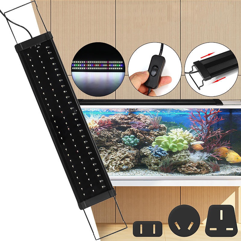 Aquarium Light with Extendable Brackets for Fish Tanks between 65-70 cm – For 65-70CM RGB 78LED Tank US/AU/UK