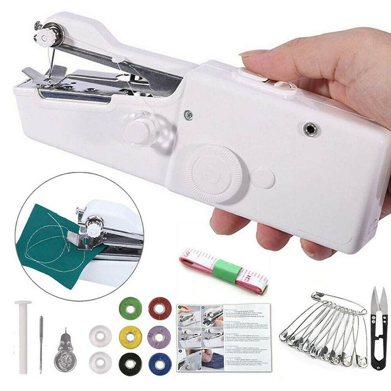 BSHAPPLUS Mini Portable Sewing Machine Handheld Cordless Quick Clothes Stitch For Home Travel