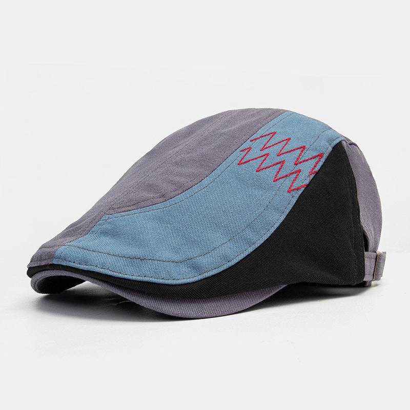 Men Color-Matching Hand Suture Adjustable Fashion Casual Sunshade Beret Cap Flat Hat