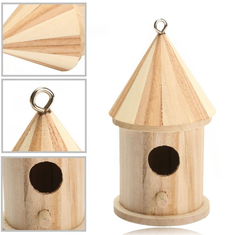 Wood Wooden Birdhouse Bird House Shed Garden Yard Hanging Decor 16×7.8cm