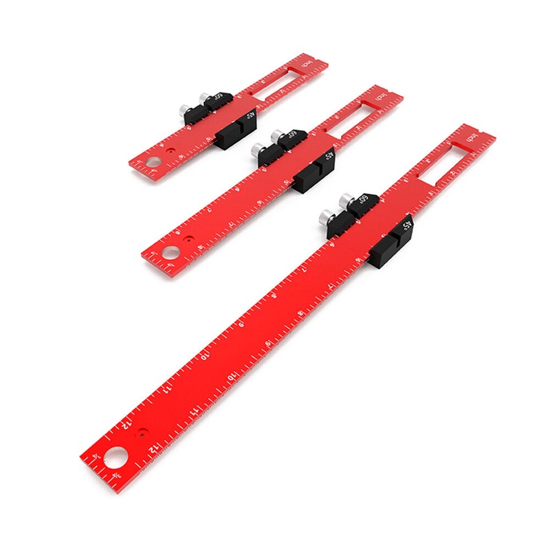 3pcs Precision Pocket Ruler Woodworking Ruler Scriber Aluminum Slide Stop Marking Ruler Metric Inch Measuring Tools