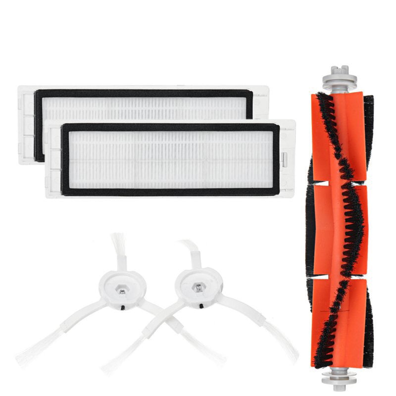 5pcs Replacements for Xiaomi Mijia 1S Roborock S50S51S52S53S54S55S5S5MAXS6S6PURES6MAXV Vacuum Cleaner Parts Accessories Main Brush*1 Side Brushes*2 HEPA Filters*2 [Non-original]