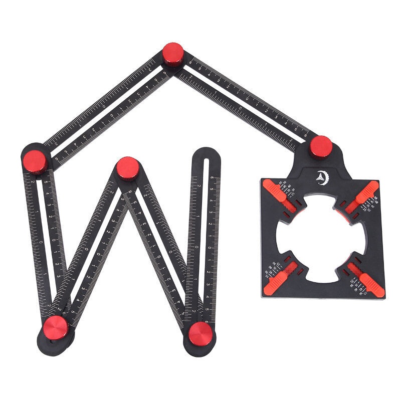 6 Folding Aluminum Alloy Ruler Multi-Angle Measurement Tool Tile Positioning Hole Opener Mold Template Construction Ruler