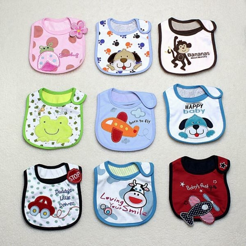 Baby Waterproof Cotton Lunch Bibs – 3 Layer Napkin Saliva Towel