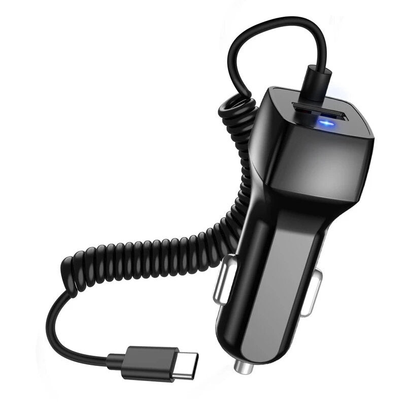 Uslion 2.1A Dual USB Interface Car Charger USB Type-C High-speed Charging for iPhone 13 14 14 Pro for Xiaomi 13pro for Samsung Galaxy S23 for Huawei Mate50