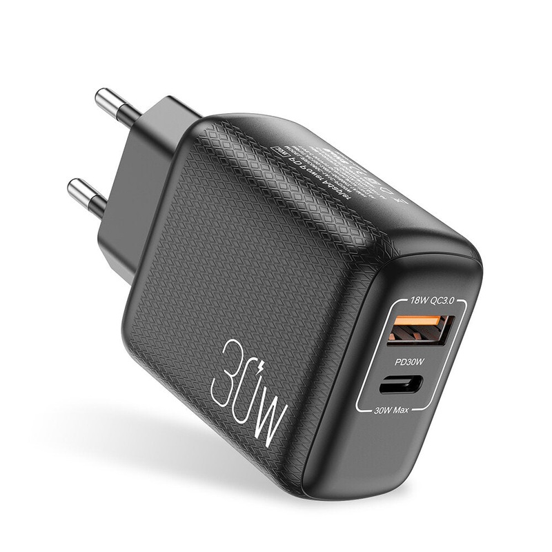 USLION 30W 2-Port USB PD Charger USB-A+Type-C PD QC3.0 AFC FCP SCP Fast Charging Wall Charger Adapter EU Plug for iPhone 12 13 14 14Pro for Xiaomi 13pro for Huawei Mate50 for Samsung Galaxy S23