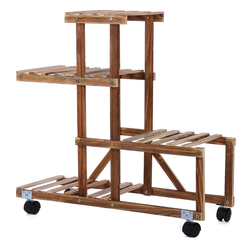 Flower Stand Flower Shelf Multi-level Wood Plant Stairs Indoors Outdoors Garden