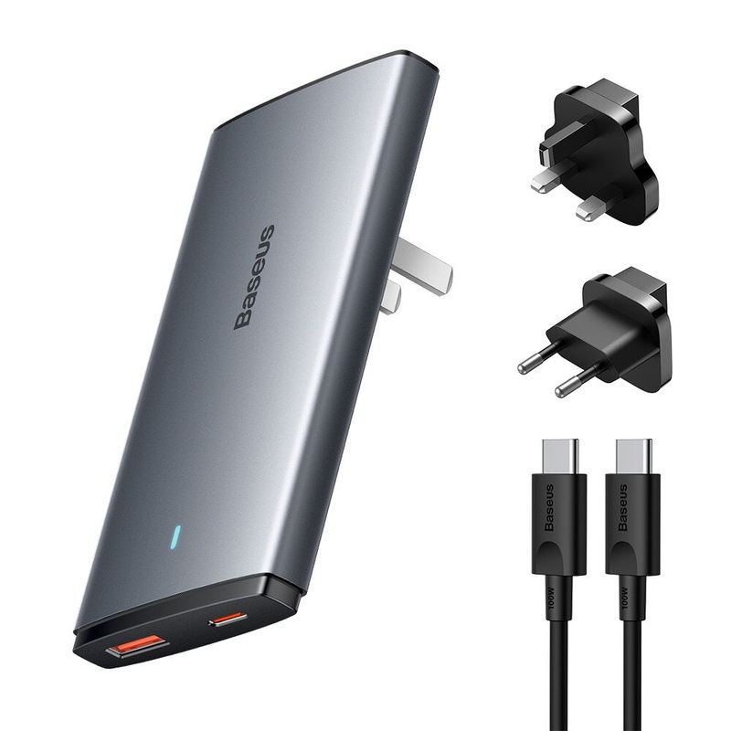 [GaN Tech] Baseus 65W 2-Port USB Charger 45W Type-C+20W USB-A Fast Charging Wall Charger Adapter CN Plug with 100W 5A Type-C to Type-C Cable 1M Long for iPhone 12 13 14 14 Pro for Huawei Mate50 for Samsung Galaxy S23