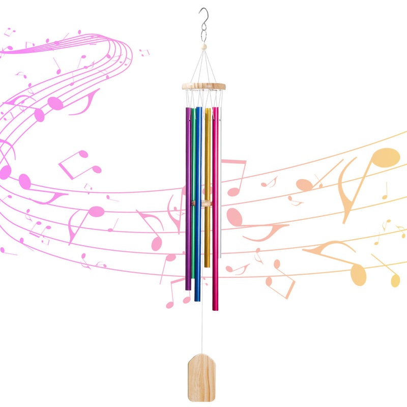 PATHONOR Wind Chimes with 6 Aluminum Tubes Wooden Wind Bell Memorial Wind Chimes Best Gift Chimes Decor for Garden Patio Outdoor