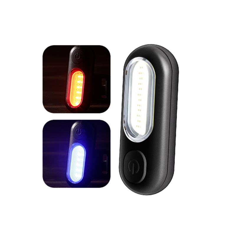 3PCS Blue+Red Light COB Two-color Bike Tail Lights USB Charging Tail Light Mountain Bike LED Warning Light