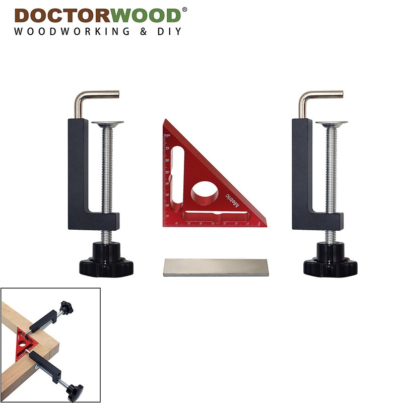 WoodworkPro 90 Triangle Ruler with Positioning Block  Right Angle Clamp Frame Clamp G-Clamp and Woodworking Tools for Precision Woodworking