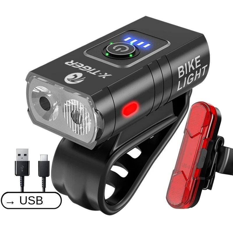 Bike Light Set 1000LM Bright Bicycle Front Light with Smart Taillight, USB Rechargeable MTB Mountain Bicycle Headlight Flashlight Cycling Scooter Lamp