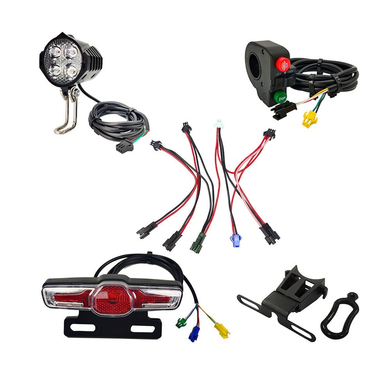 EBKE 180-220LM 12-60V 2.8W Electric Bike Front Light Warning Tail Light Light Switch Light Group Connection Cables Seat Tube Tail Light Bracket Kits