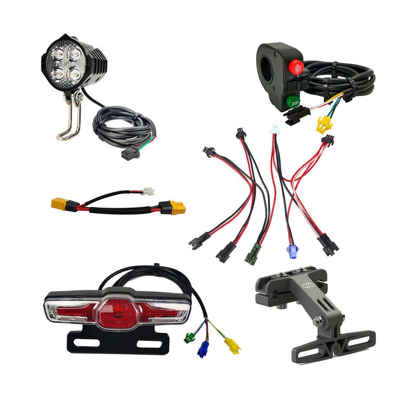 EBKE 180-220LM 12-60V 2.8W Electric Bike Front Light Warning Tail Light Light Switch Light Group Connection Cables XT60 Male 35A Anderson Adapter Cable Kits