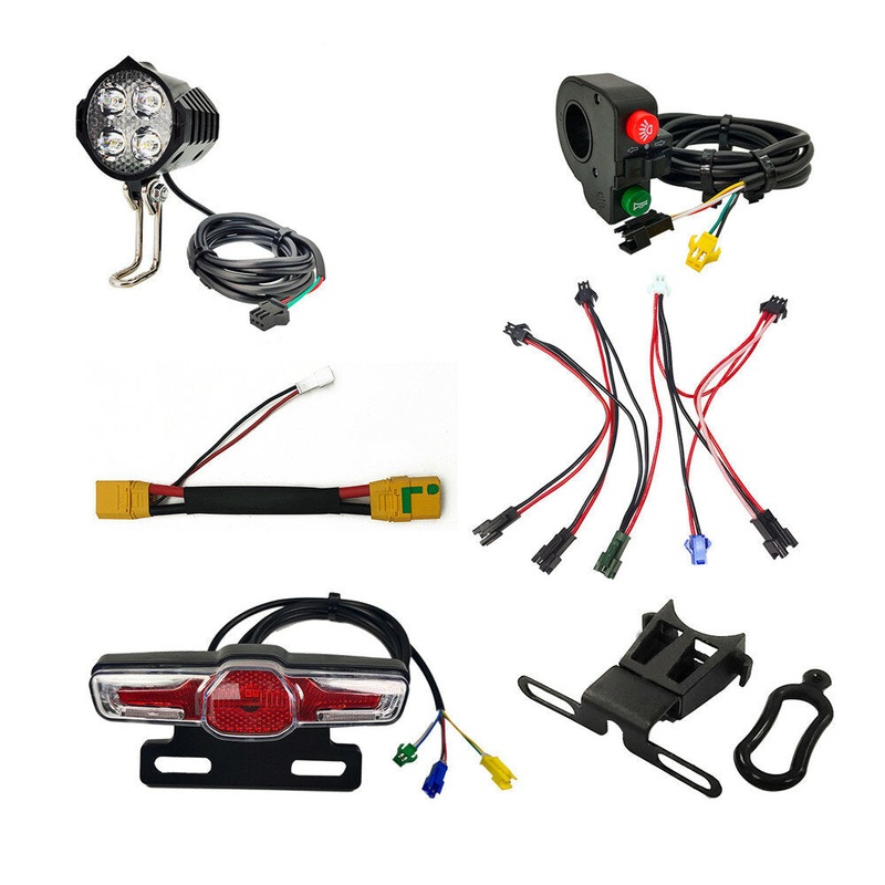 EBKE 180-220LM 12-60V 2.8W Electric Bike Front Light Warning Tail Light Light Switch Light Group Connection Cables XT90 Adapter Cable Seat Bracket Kits