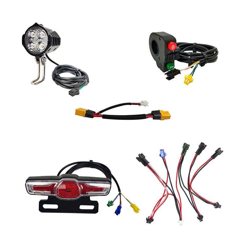 EBKE 180-220LM 12-60V 2.8W Electric Bike Front Light Warning Tail Light Light Switch Light Group Connection Cables XT90 Cable Adapter Cable Kits