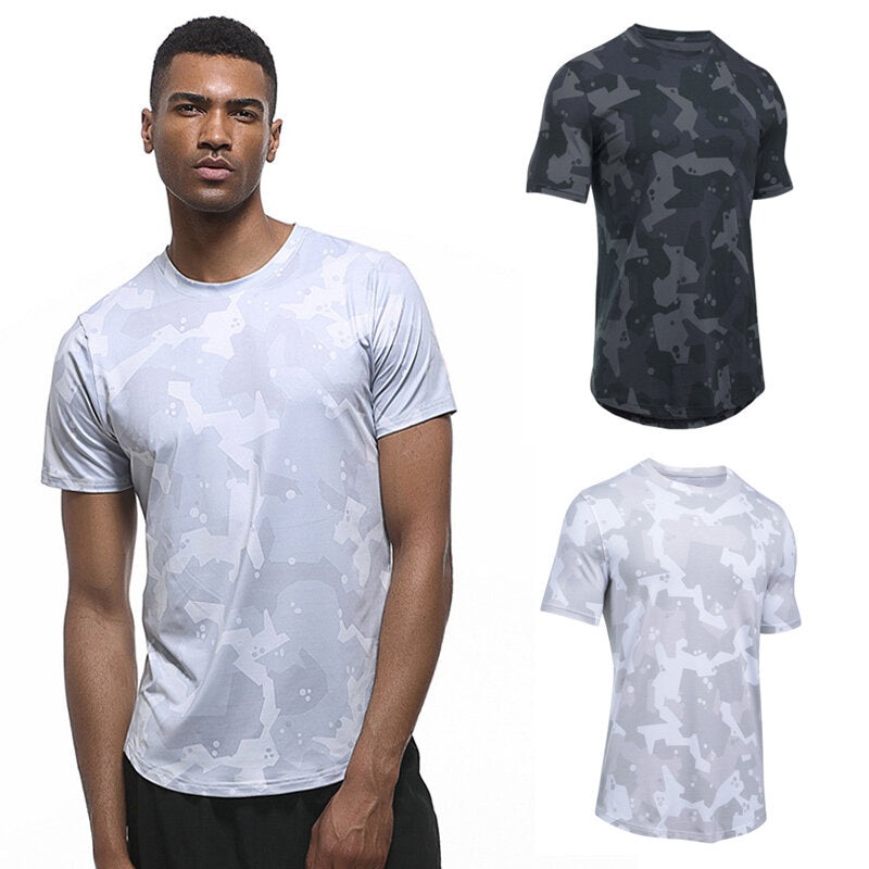 Men’s Short Sleeve Gym Running T-shirt Summer Fitness Short-sleeved Loose High Elasticity Large Size Sports Tops Sports T-shirt