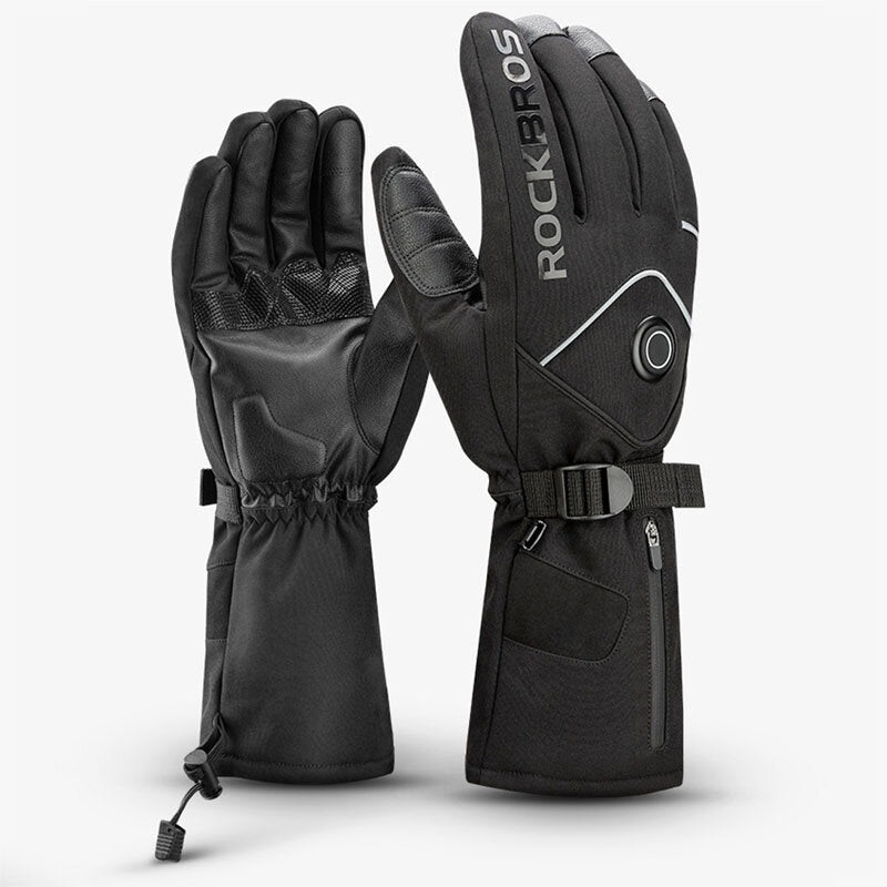 ROCKBROS Intelligent Electric Heating Gloves Three Temperature Control Charging Heating Touch Screen Thick Warm Winter Outdoor Sports Riding Heating Gloves