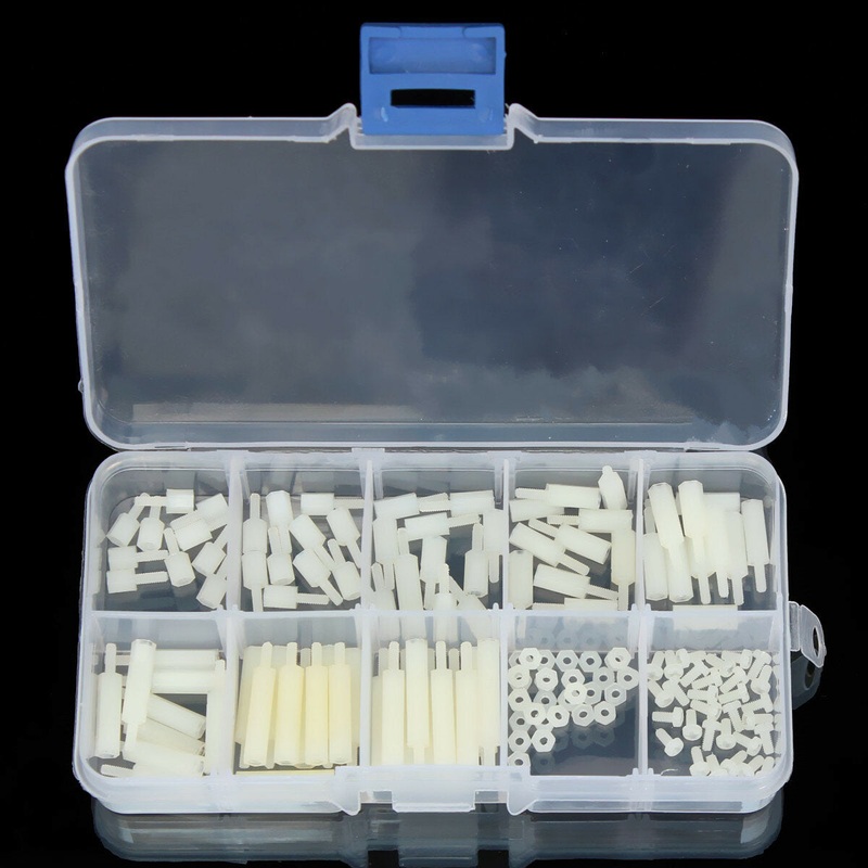 Suleve M2NH2 M2 Nylon Hex Screw Nut PCB Standoff Assortment Kit 140Pcs – White