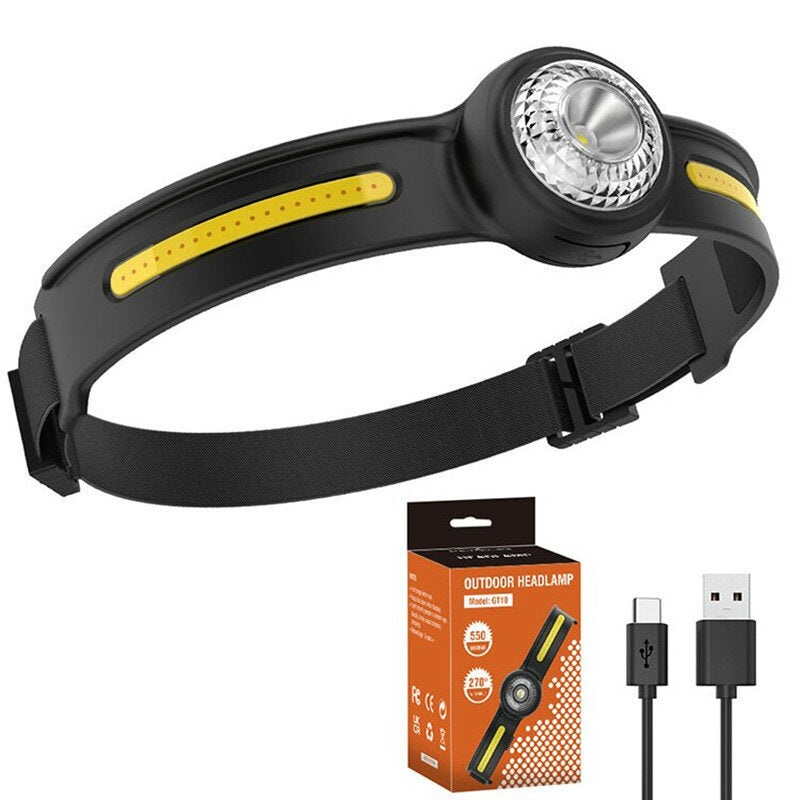 550 Lumens XPG+COB LED Headlamps With Safety Light Waterproof Portable Head Lamp Headlight