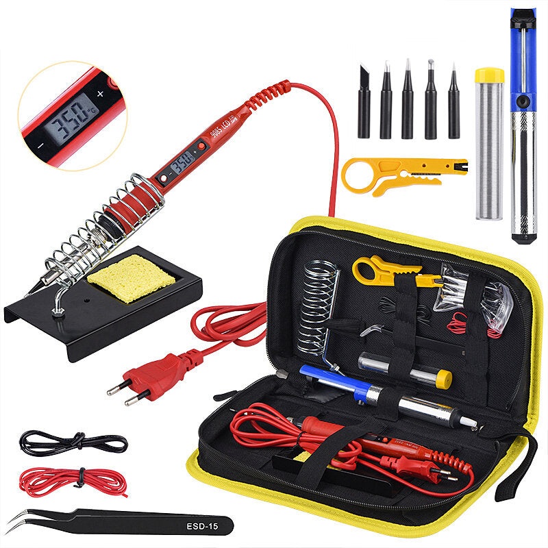 80W Soldering Iron Kit with Red Case Professional Grade Soldering Tool Set for Electronics and DIY Projects