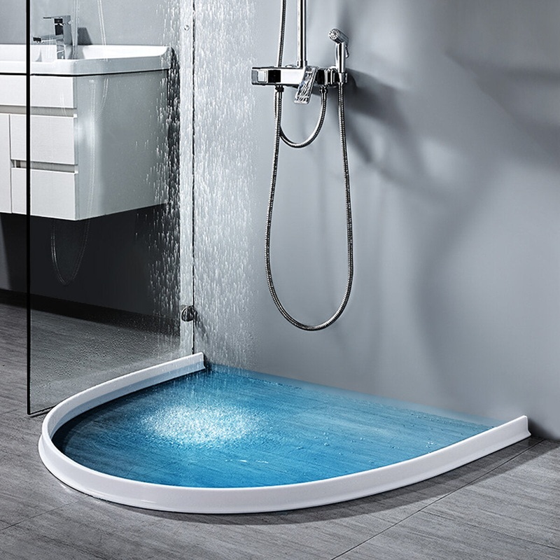 Bathroom Kitchen Foldable Water Stopper Self-adhesive Rubber Dam Shower Barrier White/Transparent