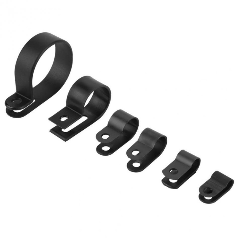 Suleve 135Pcs Cable Clamp Assortment Kit (Black/White Nylon Plastic R-Type Cable Clamps with Screws) – Black/White Screws