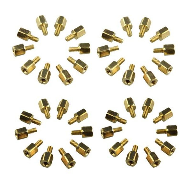 40pcs DIY Project M2.5 x 5 + 5mm Hex Brass Standoff Spacers Copper Pillar For PCB Board