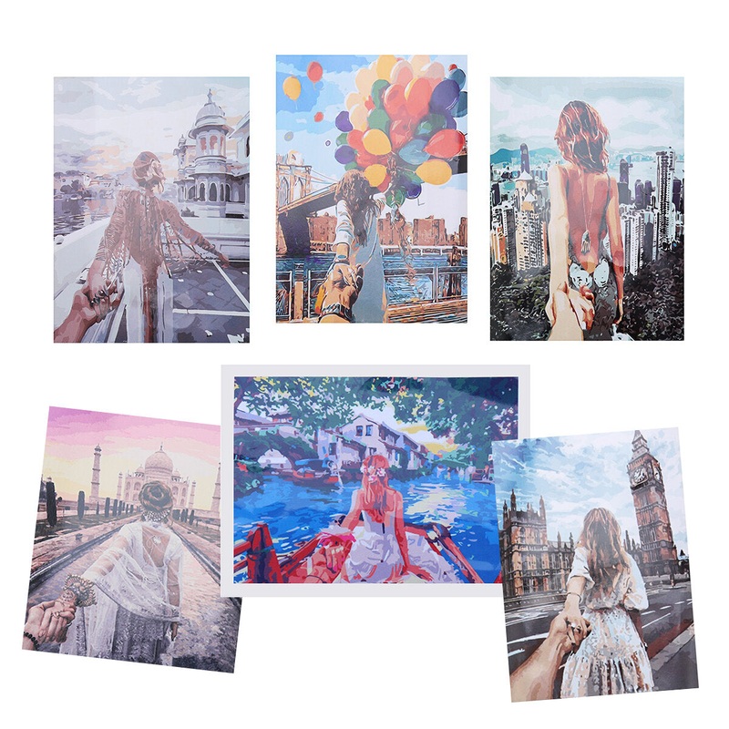 DIY Digital Acrylic Canvas Oil Paintings Frameless Travel Paint By Numbers Kits