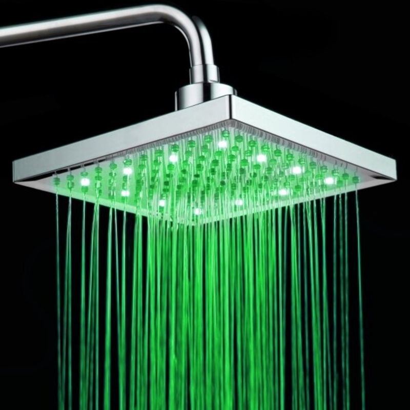 Hotel Home Square Bathroom Shower Sprayer Faucet Hydropower Colorful LED Light Changing