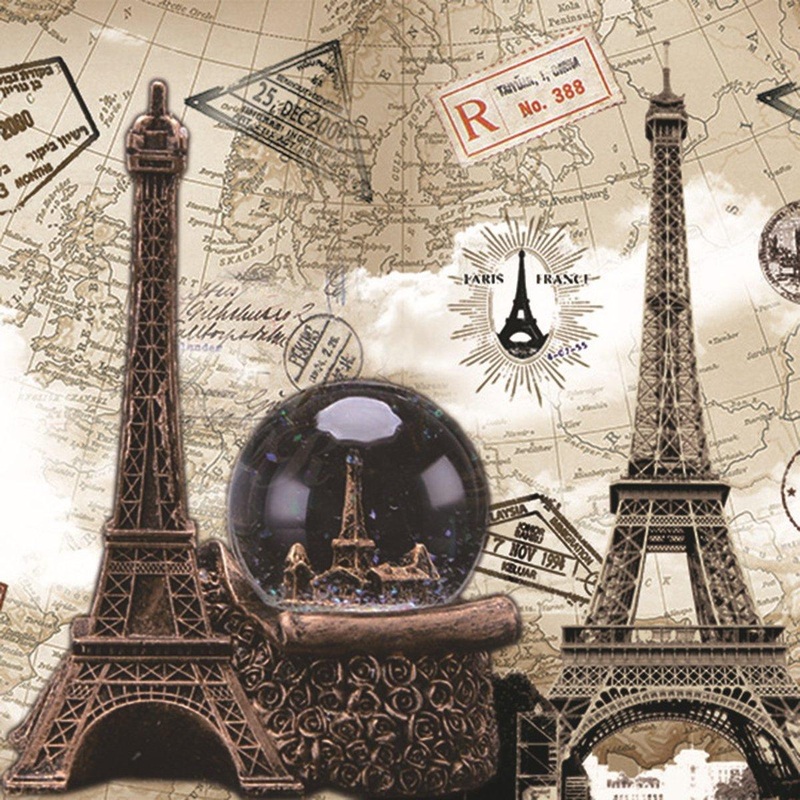 Vintage Crystal Ball Eiffel Tower Statue Sculpture Paris Wedding Decorations Ornament