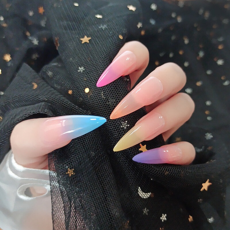 24 Pcs/Set Extra Long Ballerina False Nails Flat-Headed Water Droplets Matte Full Cover False Nails
