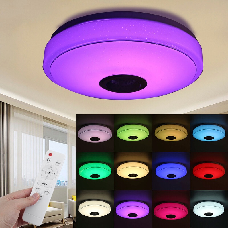 33CM 100W bluetooth WIFI LED Ceiling Light RGB Music Speaker Dimmable Lamp APP Remote Control 110-245V
