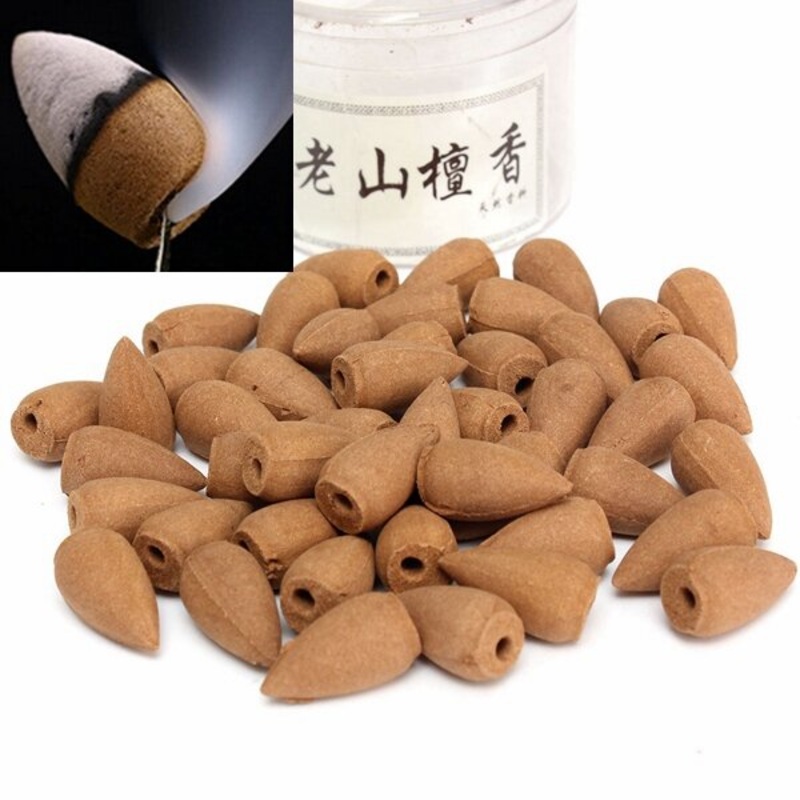 45pcs Bullet Shape Laoshan Sandalwood Incense Smoke Backflow Hollow Cone Tower Incenses
