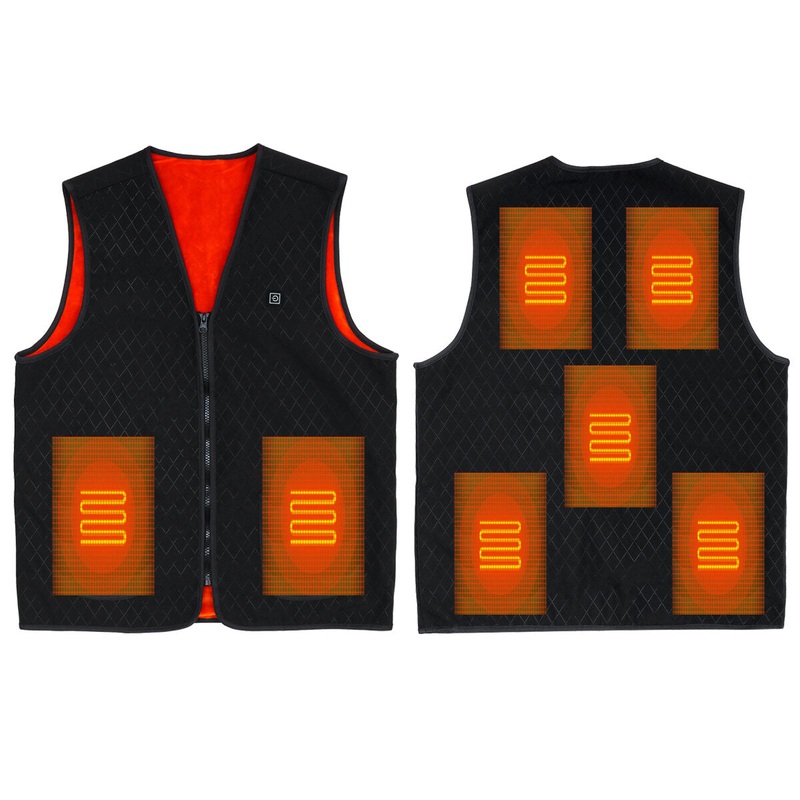 5-Heating Pad Heated Vest Jacket USB Warm Up Electric Winter Clothing