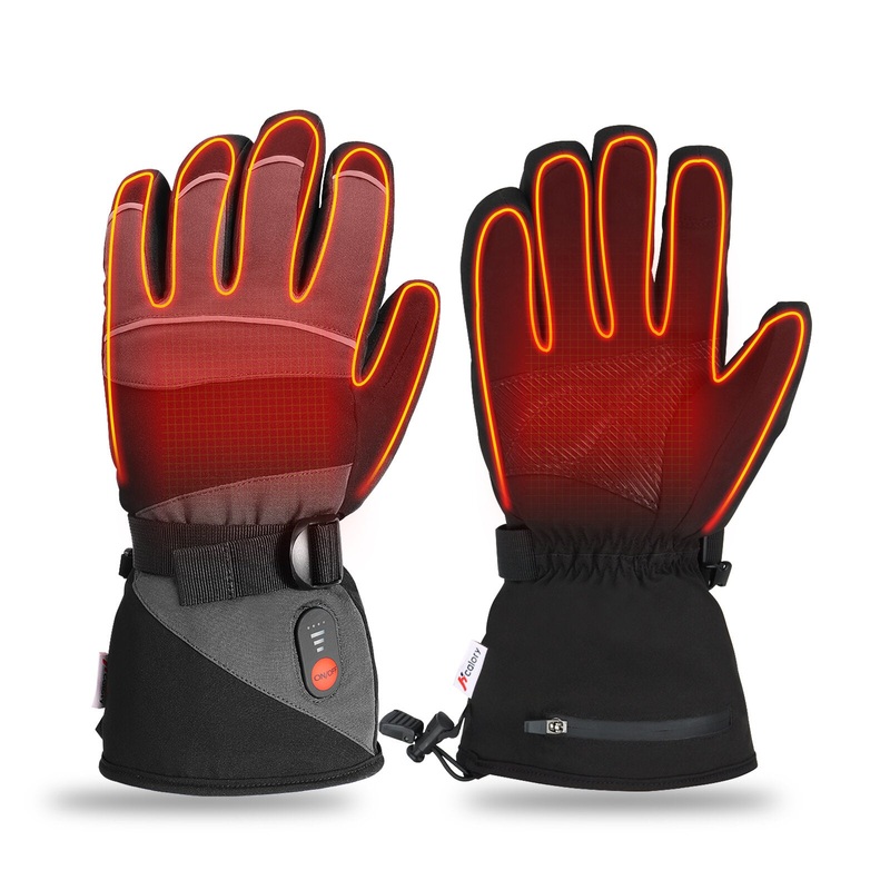 Hcalory 45/55/65 Black Electric Heated Gloves Waterproof Warm Gloves for Outdoor Sports 1Pair