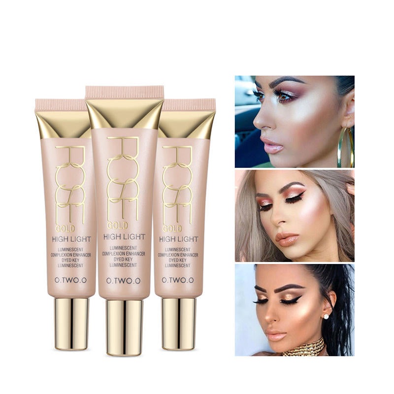 O.TWO.O Shimmer Highlighter blush Cream 25ml Primer Base Contouring Concealer Highlight Whitening Moisturizer Oil-control Cosmetics
