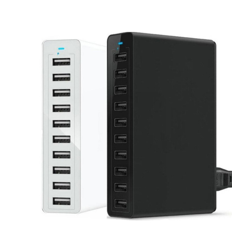 50W 10-Port USB Charger 10USB-A Fast Charging Desktop Charging Station EU Plug for iPhone 12 13 14 14 Pro 14Pro Max for Huawei Mate50 for Samsung Galaxy S23 for Xiaomi 13pro for Oppo Reno9