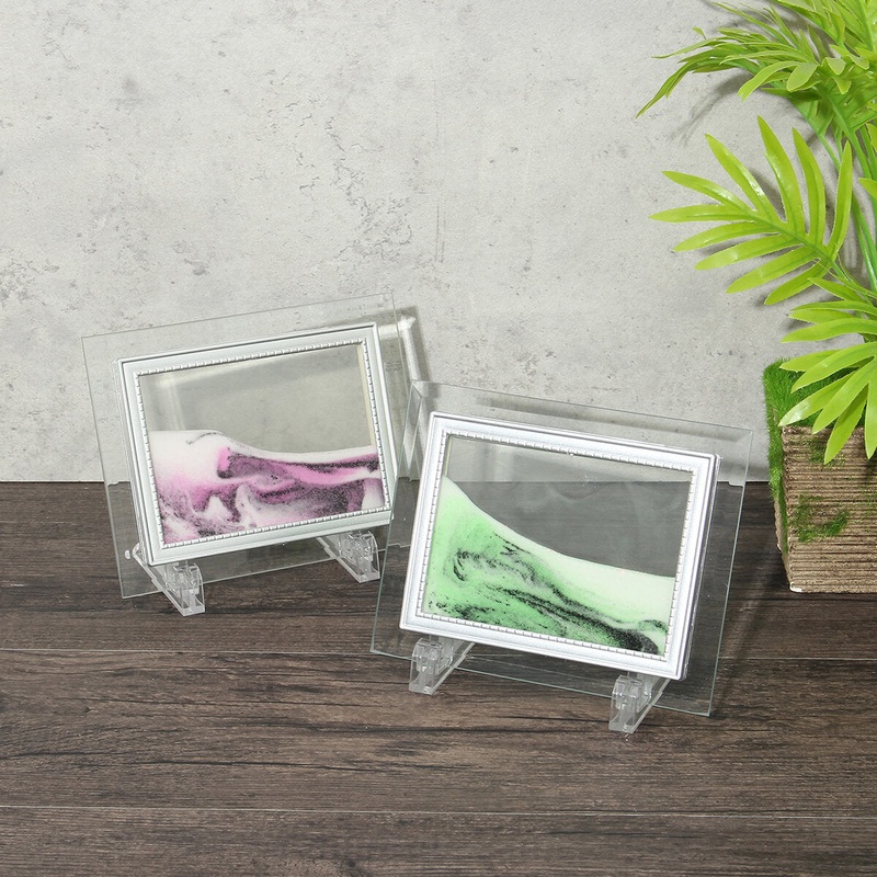 6.6×5” Framed Moving Sand Time Glass Picture Home Office Desk Art Decor Gifts