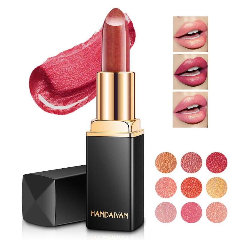 9 Colors Glitter Temperature Lipstick Metal Shimmer Lip Stick Moisturizing Long-Lasting