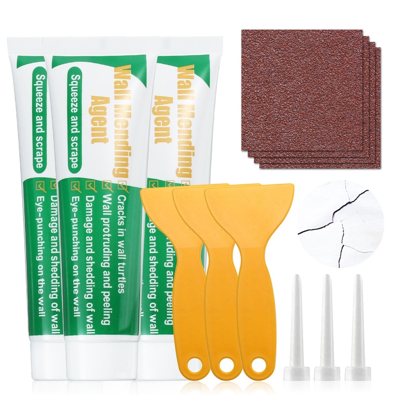 GOCHANGE Wall Repair Tools 3 Sets Wall Paint + Head + Scraper + Square Sandpaper Convenient Bricklayer Home Improvement Tools