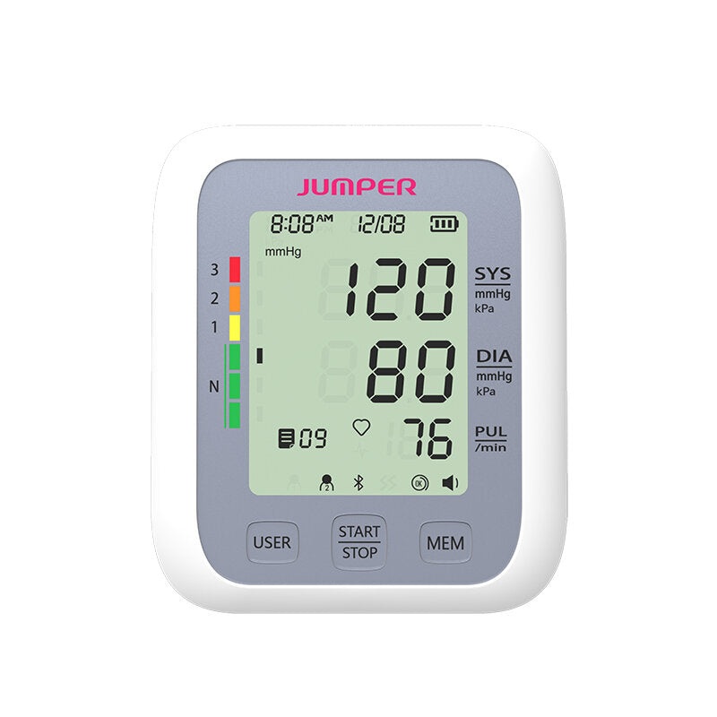 JUMPER JPD-HA120 Arm Type Electronic Blood Pressure Monitor LCD Digital Display Automatic Shutdown Operation Blood Pressure Monitor Portable Tow Memories Blood Pressure Monitor