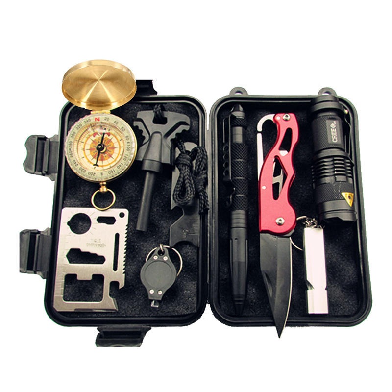 SOS Equipment Survival Kit: Multi-function Survival Compass, Adventure Survival Blanket, First-aid Box – Blanket Tools Kit Compass